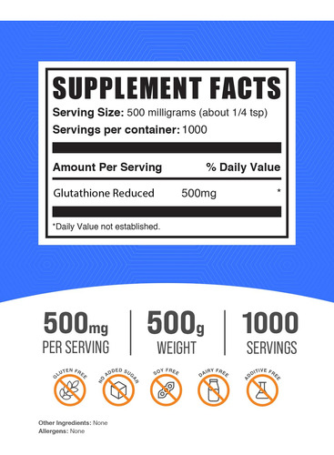Suplemento Bulksupplements.com Pó Reduzido De Glutationa 50 - Imagem 2