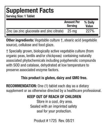 Suplemento Biotics Research Zn-zyme Forte Zinc 25 Mg 100 Com - Imagem 2