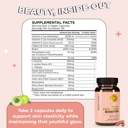 Vegan Collagen Booster Future Kind 60 Cápsulas Em Frasco De - Imagem 5