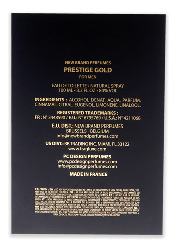 Perfume New Brand Gold Edt Spray Para Homens 100ml - Imagem 6