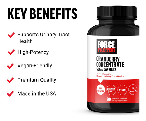 Cápsulas Concentradas De Cranberry Force Factor 90 Cápsulas - Imagem 2