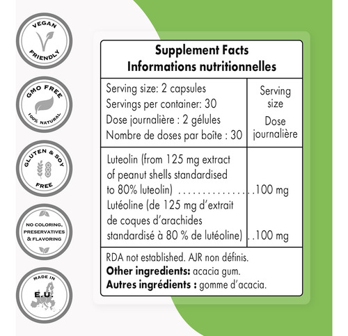 Suplemento Supersmart Luteolina 100mg Com Extrato De Amendoi - Imagem 3