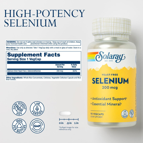 Suplemento Solaray Selenium 200mcg Vegano E Não Transgênico - Imagem 2