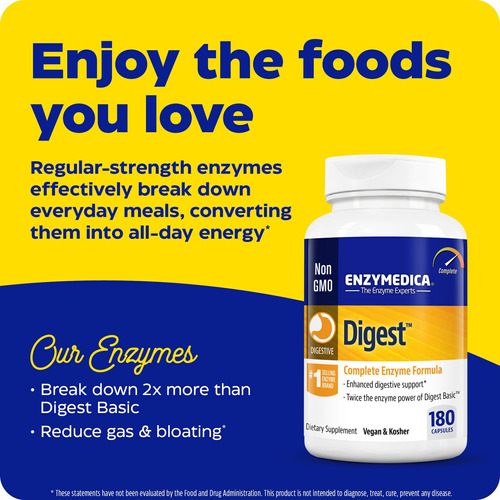 Suplemento Enzymedica Digest Complete Enzyme 180 Cápsulas - Imagem 3