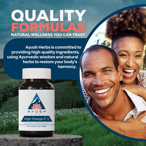 Suplemento Ayush Herbs Com Óleo De Peixe Com Alto Teor De Ôm - Imagem 7