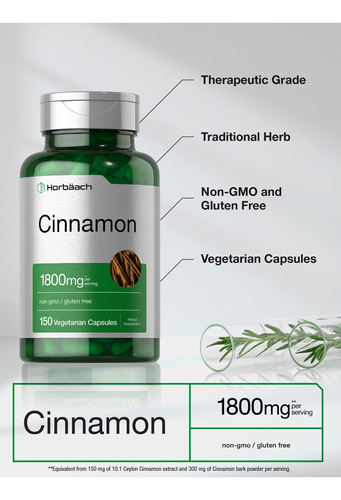 Suplemento Horbaach Canela 1800mg Ceilão 150 Cápsulas - Imagem 3