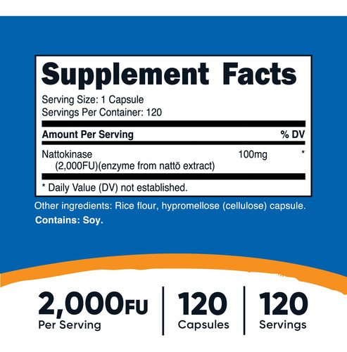Suplemento Nutricost Nattokinase 2.000 Fu 120 Cápsulas - Imagem 2