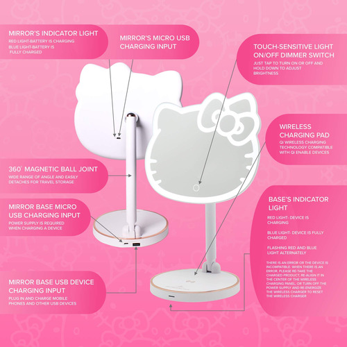 Espelho De Maquiagem Impressions Vanity Hello Kitty Led Reca - Imagem 4