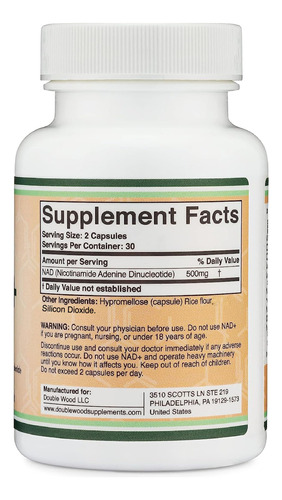 Suplemento Double Wood Nad 500mg 95% Puro Nad+ 30 Dias - Imagem 2