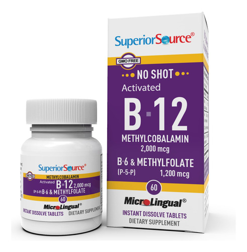 Suplemento Superior Source No Shot Metilfolato B12 2000mcg