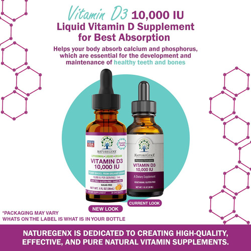Suplemento Naturegenx Vitamina D3 Líquida 10000 Ui 30ml - Imagem 2