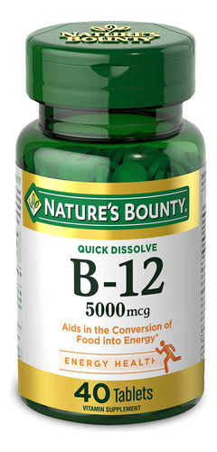 Vitamina B12 Nature's Bounty 5000mcg 40 Comprimidos