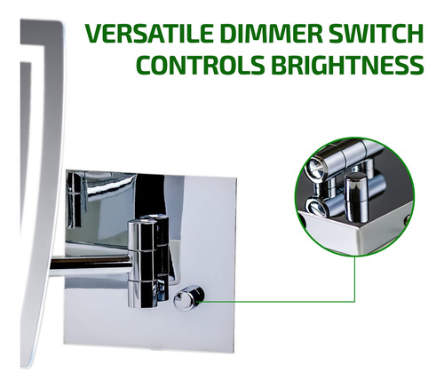Espelho De Maquiagem Ovente Lighted Wall Mount 7x Magnifier - Imagem 8