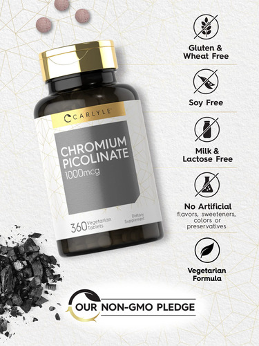 Suplemento Carlyle Ultra Chromium Picolinato 1000mcg 360 Tab - Imagem 4
