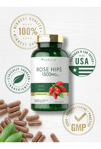 Suplemento Carlyle Rose Hips 1500 Mg 240 Cápsulas - Imagem 5