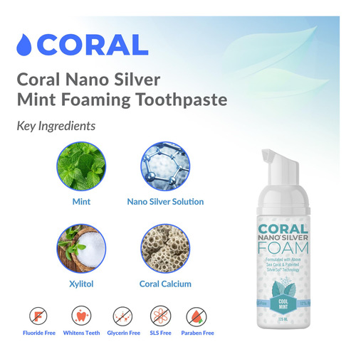Pasta De Dentes Coral Nano Silver Foaming Cool Mint 120ml - Imagem 5