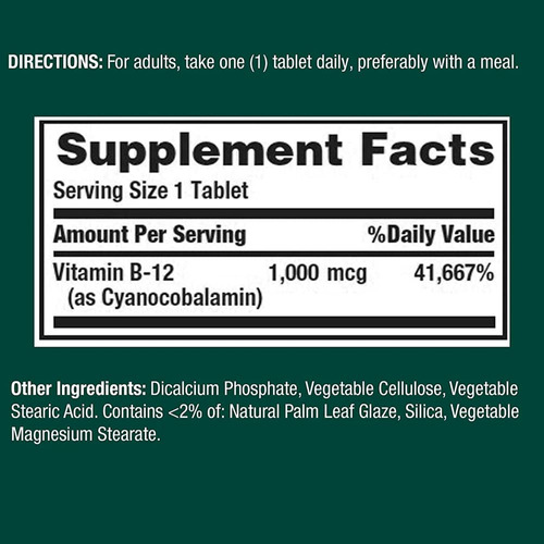 Comprimidos De Vitamina B12 Nature's Bounty 1000 Mcg 100 Uni - Imagem 3