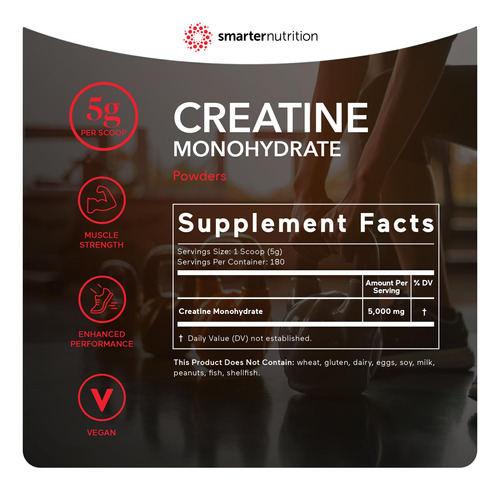 Suplemento Smarter Nutrition Creatina Monohidratada 5g 180 D - Imagem 3