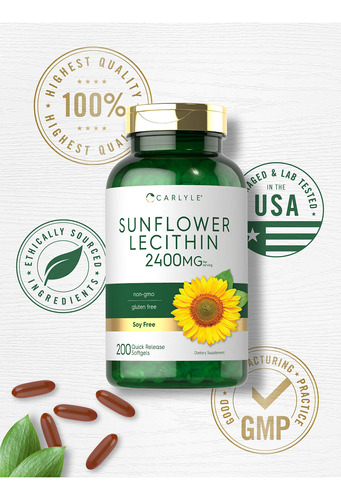 Suplemento Carlyle De Lecitina De Girassol 2400 Mg 200 Cápsu - Imagem 5