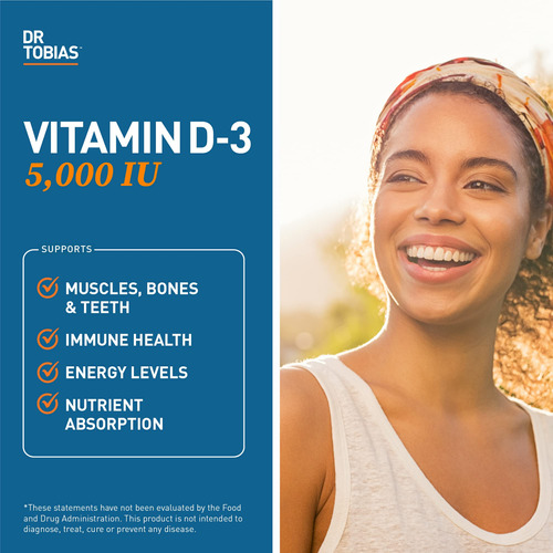 Suplemento Dr. Tobias Vitamina D-3 5.000 Ui Imune, Osso 90c - Imagem 3