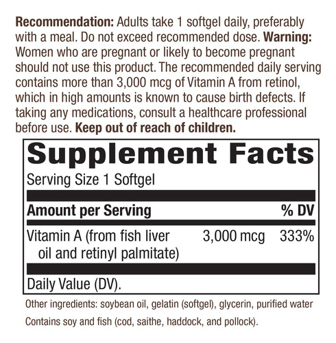 Suplemento Nature"s Way Vitamina A 3.000mcg 100 Cápsulas Gel - Imagem 4