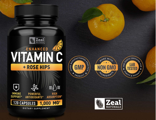 Suplemento Zeal Naturals Vitamina C 1000 Mg Com Roseira Brav - Imagem 4