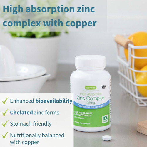 Suplemento Igennus Healthcare Nutrition Zinc Complex 25 Mg - Imagem 2