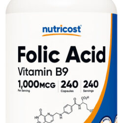 Suplemento Nutricost Ácido Fólico B9 1000mcg 240 Cápsulas