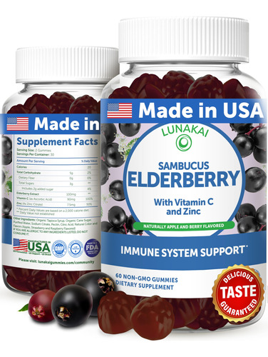 Gomas De Sabugueiro Lunakai Sambucus Com Zinco E Vitamina C