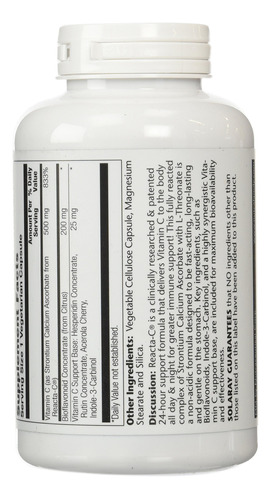 Suplemento Solaray Reacta-c Com 500 Mg De Vitamina C 180 Cáp - Imagem 3