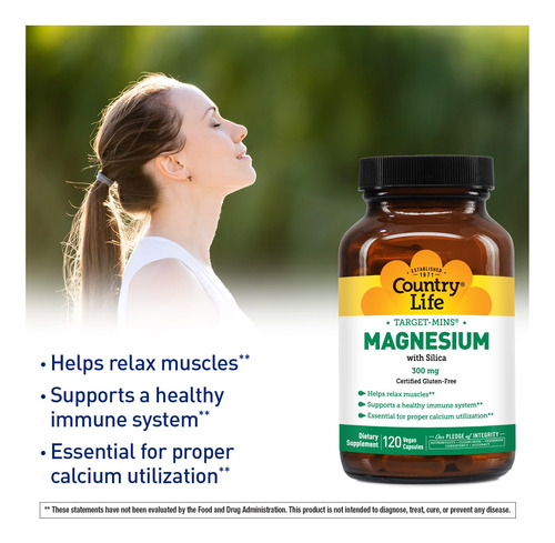 Suplemento Country Life Target-mins Magnesium 300 Mg 120 Cáp - Imagem 7