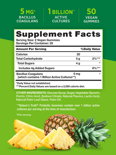 Gomas Probióticas Nature's Truth Digestive Health 50 Unidade - Imagem 2