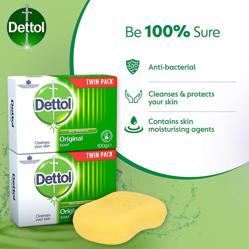 Pacote Duplo De 100 G De Sabão Dettol Antibacteriano Origina - Imagem 2