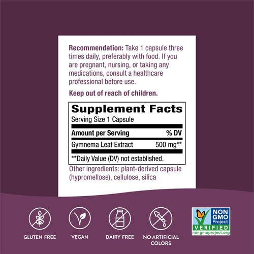 Suplemento: Cápsulas Nature's Way Gymnema 500 Mg (60 Unidade - Imagem 4
