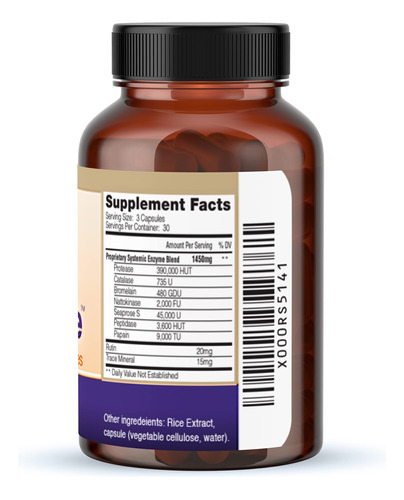 Suplementos Wellnessone Pro-onezyme Systemic Enzyme 90 Cápsu - Imagem 7