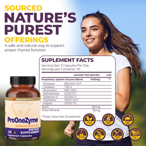 Suplementos Wellnessone Pro-onezyme Systemic Enzyme 90 Cápsu - Imagem 2