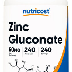 Suplemento Nutricost Gluconato De Zinco 50 Mg 240 Cápsulas