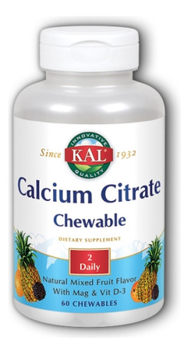 Citrato De Cálcio Mais Frutas Mistas 60 Chews By Kal