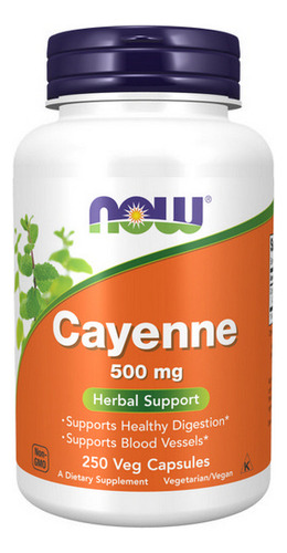 Pimenta De Caiena 500 Mg 250 Cápsulas Da Now Foods