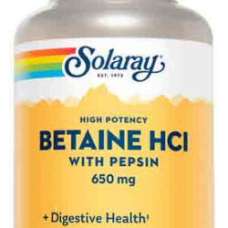 Betaine Hcl With Pepsin 650 Mg 100 Caps By Solaray