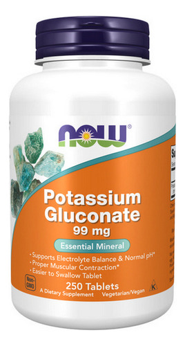 Gluconato De Potássio 99 Mg 250 Comprimidos Da Now Foods