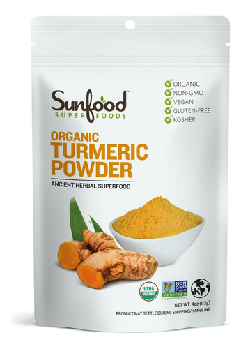 Organic Turmeric Powder 4 Oz By Sunfood Superfoods