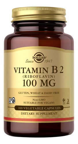 Vitamina B2 (riboflavina) 100 Mg 100 V, Cápsulas Da Solgar