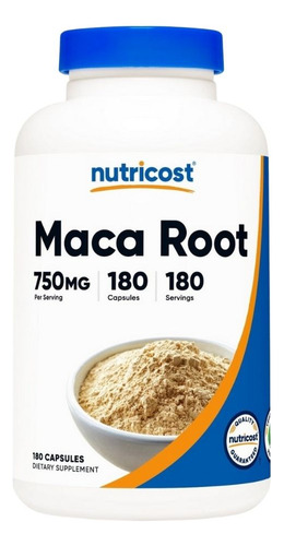 Cápsulas De Raiz De Maca 750 Mg 180 Unidades Da Nutricost