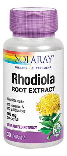 Extrato De Raiz De Rhodiola 100 Mg 30 Cápsulas Da Solaray