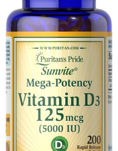 Vitamina D3 125 Mcg (5000 Ui) 200 Cápsulas Gelatinosas Da Pu