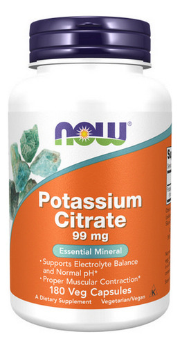 Citrato De Potássio 99 Mg 180 Cápsulas | By Now Foods