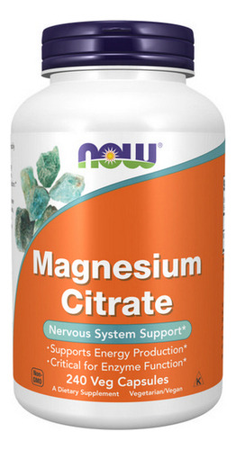 Citrato De Magnésio 240 Cápsulas Vegetais Da Now Foods