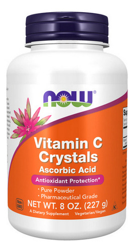 Cristais De Vitamina C Em Pó De 8 Onças Da Now Foods