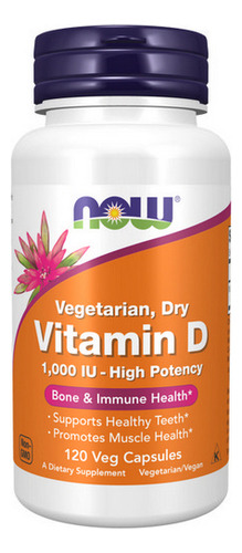 Vitamina D 1000 Ui 120 Cápsulas Vegetais Da Now Foods